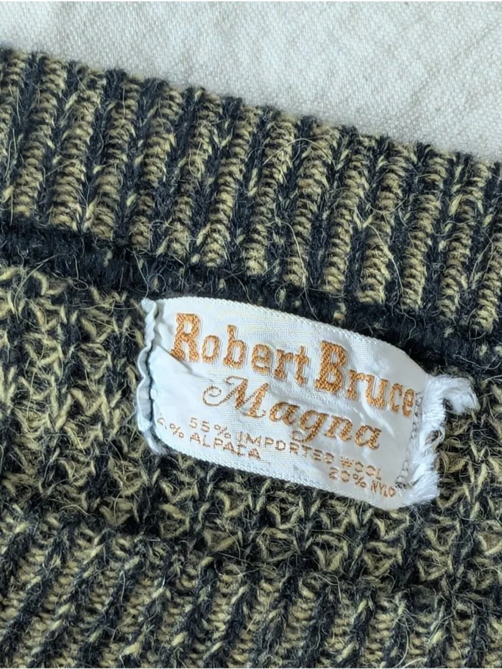 Vintage 60s Robert Bruce Magna Wool Alpaca Classic Knit Granpa Sweater Lagre
